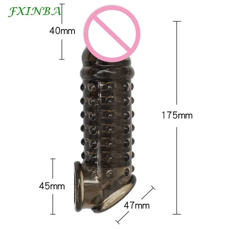 Fxinba-男性用の拡張可能な遅延,延長スリーブ付きの性的快楽,再利用可能なコンドーム