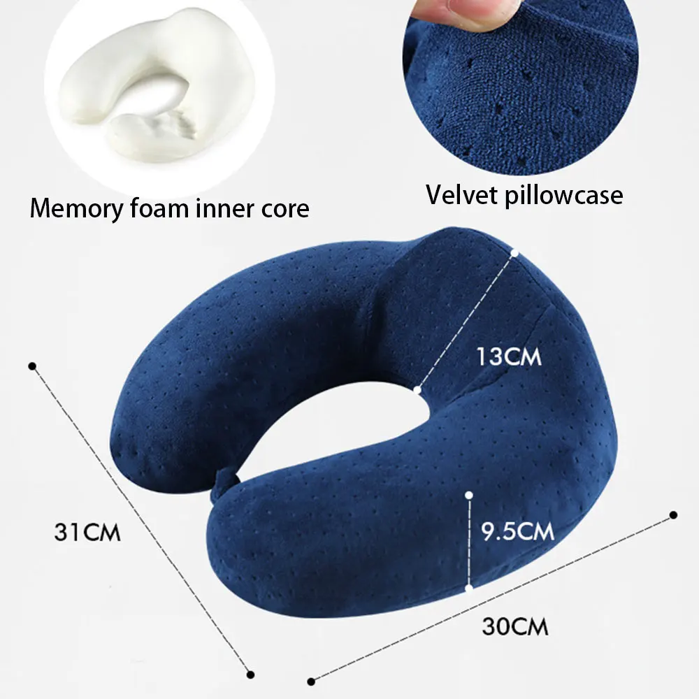 

Solid Color U-shaped Pillow Neck Pillow Soft Travel Neck Pillow Cervical Spine Pillow Memory Foam Office Nap Headrest