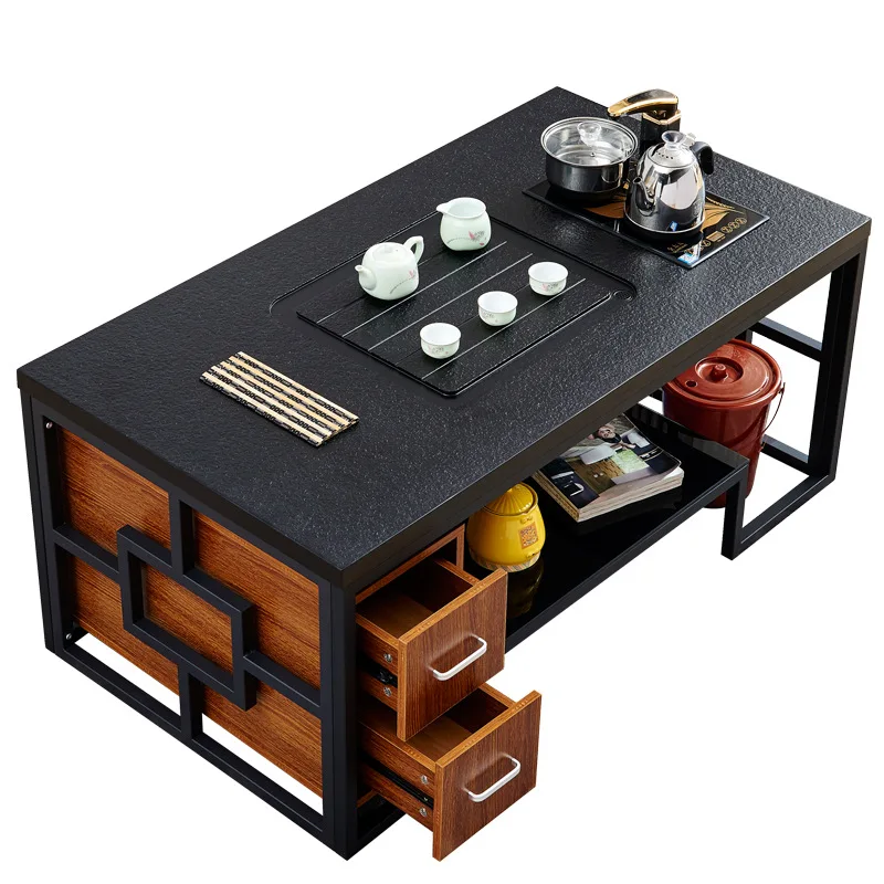 

Modern Fire Stone Kung Fu Coffee Table Reception Room Simple Office Marble Fully Automatic Tea Table