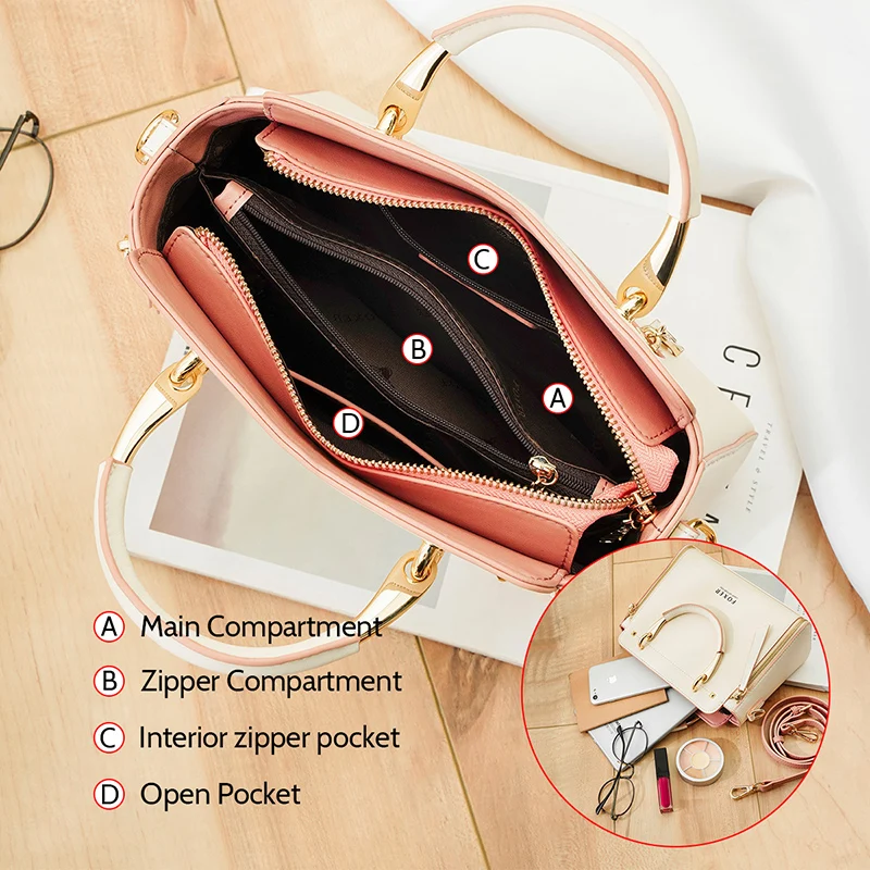 FOXER Women Crossbody Shoulder Bag Female Split Leather Top-Handle Bag Large Capacity Handbag Stylish Messenger Simple Chic Tote