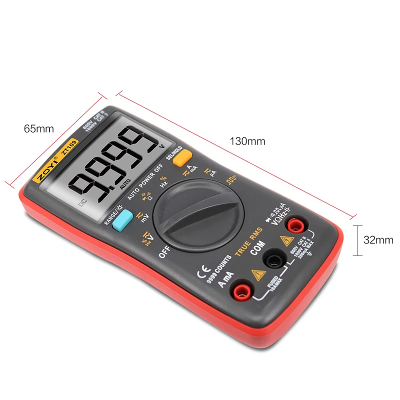 ZOYI ZT109/111 Digital Multimeter Transistor Tester Capacitor True-RMS Tester Automotive Electrical Capacitance Meter Temp Diode