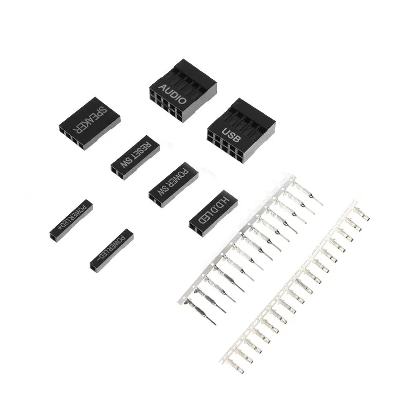 Angitu-Dupont المتحدث موصل ، الطاقة SW ، HDD ، السكن مع دبابيس مجانية لكابل الكمبيوتر ، لتقوم بها بنفسك ، الصوت ، USB ، P-P ، إعادة تعيين ، 2.54 مللي متر