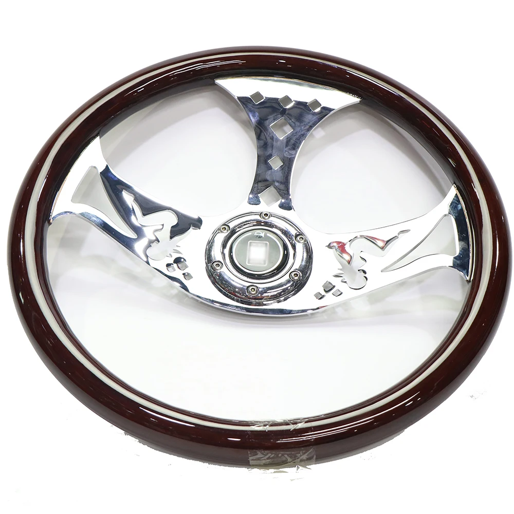 

Universal 15 inch car steering wheel solid wood silver spokes modified racing steering with base adapter qiuck release for BMW