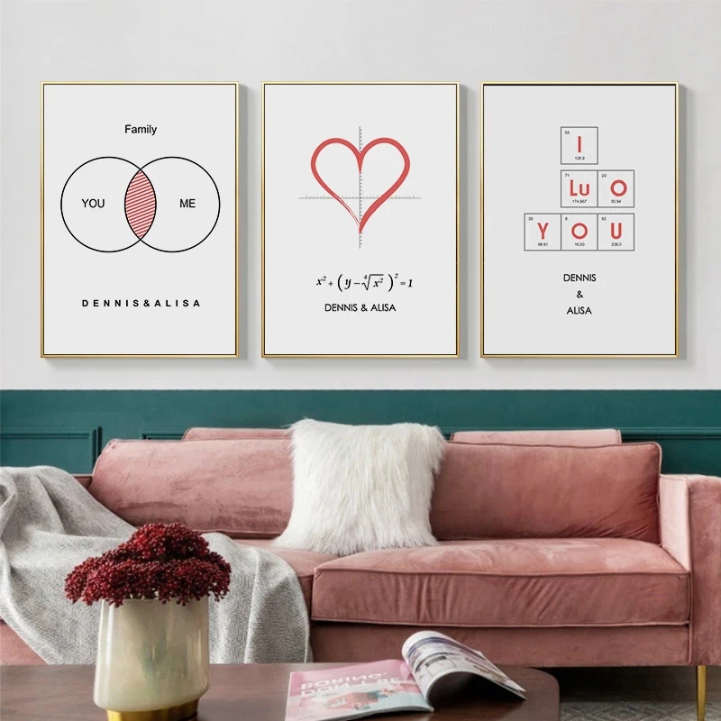 Nordic Express Love with Mathematical Equations Abstract Canvas Printing Creative Valentine's Gift Wall Art Room Home Decoration