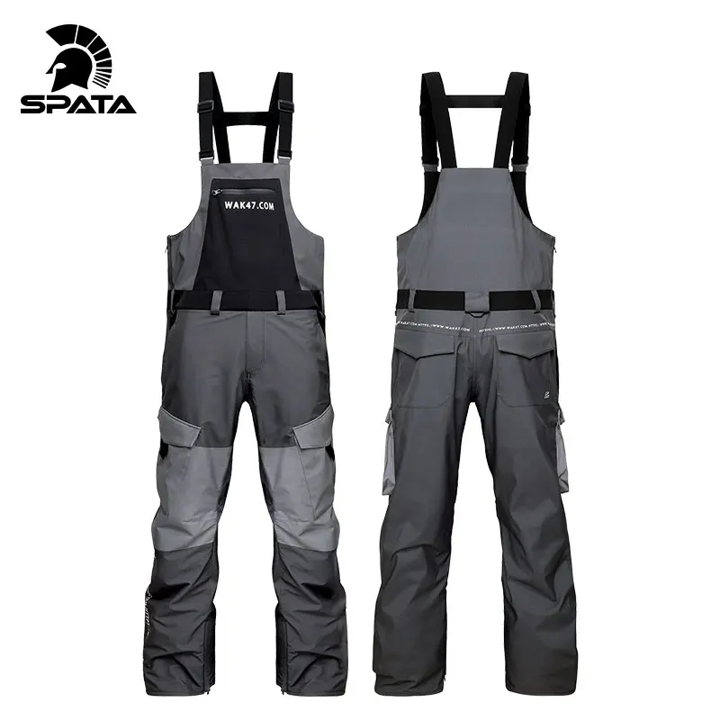 SPATA Ski Pants Women Waterproof Snowproof Winter Ski Clothing High Quality Warm Trousers Men One Piece Pocket Jumpsuit Ski Suit