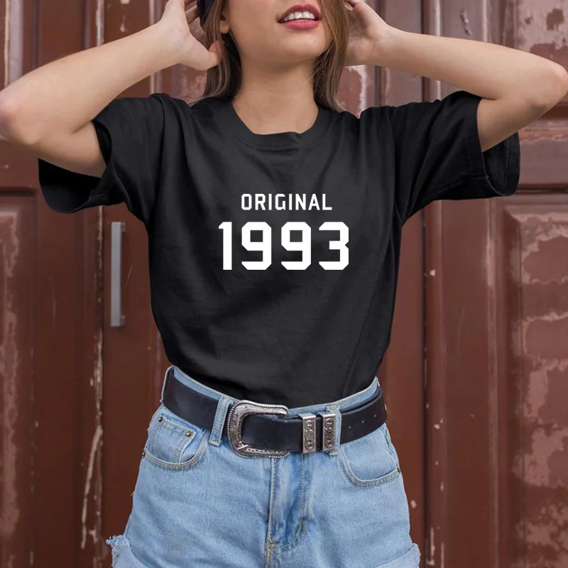 ORIGINALE 1993 di Stampa Delle Donne maglietta di Cotone Casual Divertente t shirt Per La Signora Della Ragazza Top Tee Pantaloni A Vita Bassa Tumblr