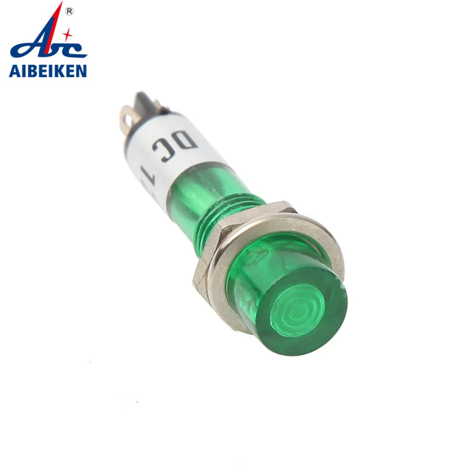 Indicador de néon, vermelho, verde, luzes amarelas, 220V, 12V, 24V DC, 7.5mm, guia piloto