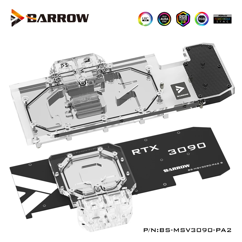 

Водяной блок Barrow GPU для MSI RTX 3090/3080 VENTUS 3X OC 24G/10G,5V, поддержка оригинальной задней панели