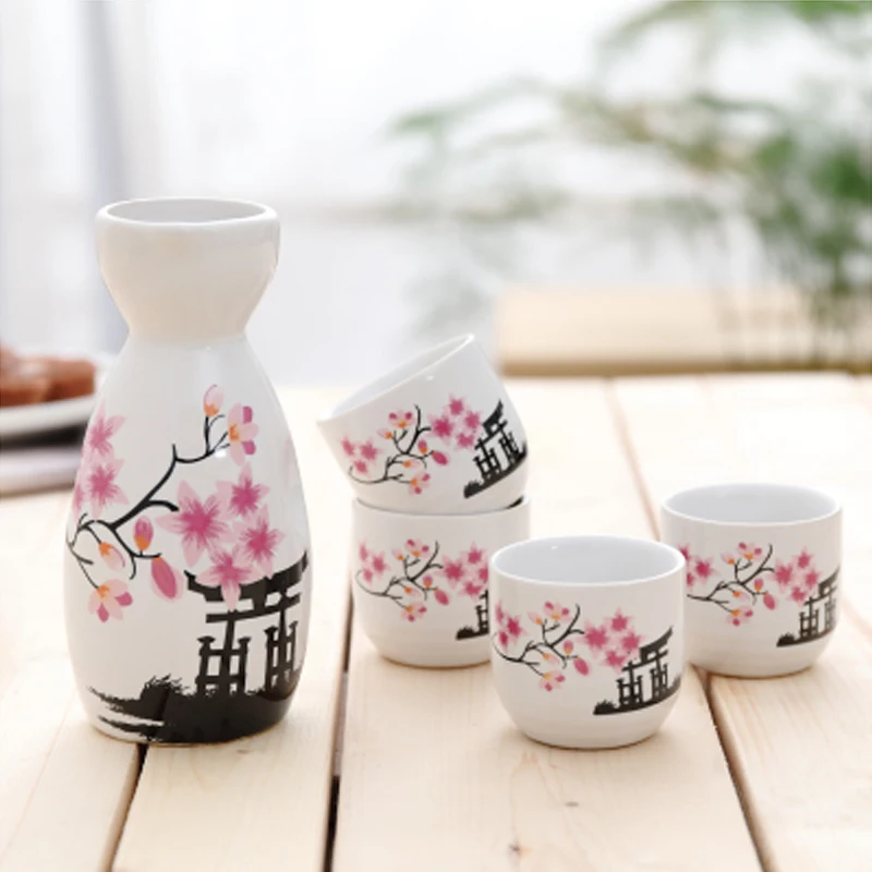 5Pcs/Lot Japan Porcelain Vintage Ceramic Pot Flagon Liquor Spirits Cups Set Kitchen Dining Bar Drinkware Japanese Sake Wine Set