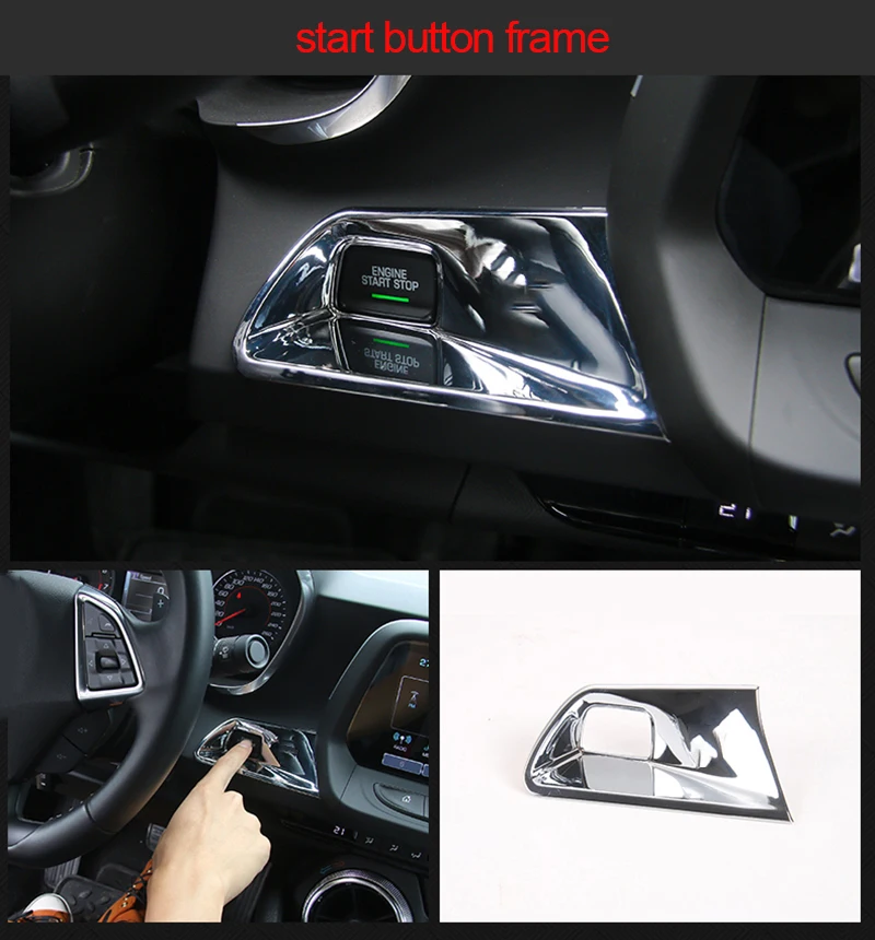 

For Chevrolet Camaro Bumblebee 2017-2020 chrome Start button decorative frame bright color 1pc