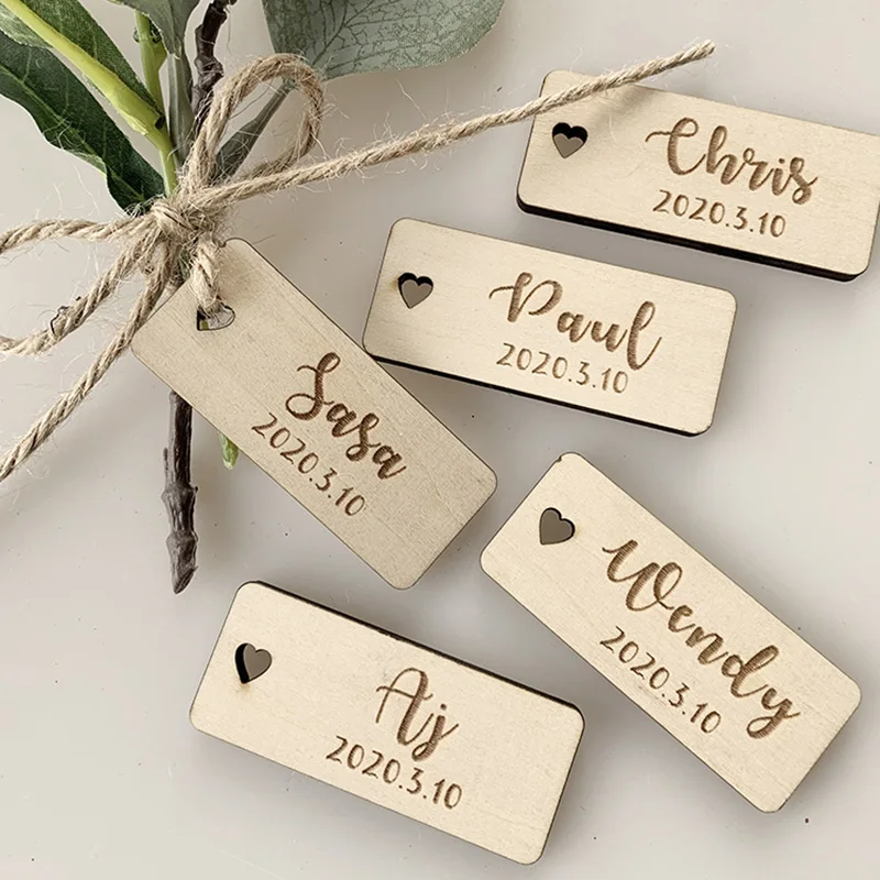 Customized Banquet Guest Name Wooden Label Card Decoration Wedding Table Card Personalized Wooden Label Tag Wedding Table