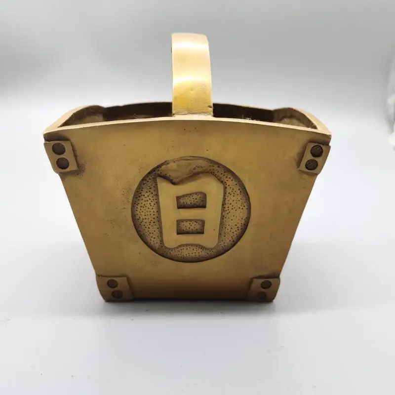 

Brass Retro Embossing Storage Box Pick Small Object Storage Jewelry Box Copper Ancient China good luck rijindoujin basket