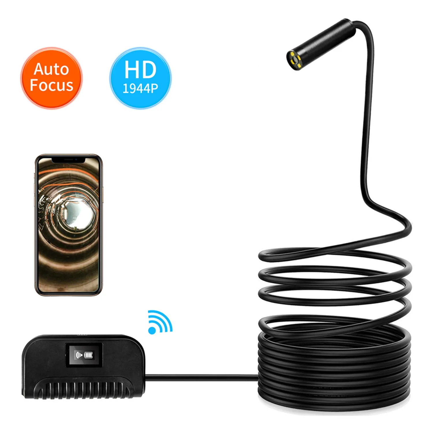 

5MP 1944P Auto Focal WIFI Endoscope Camera 12MM CMOS Borescope Inspection Otoscope Digital Microscope