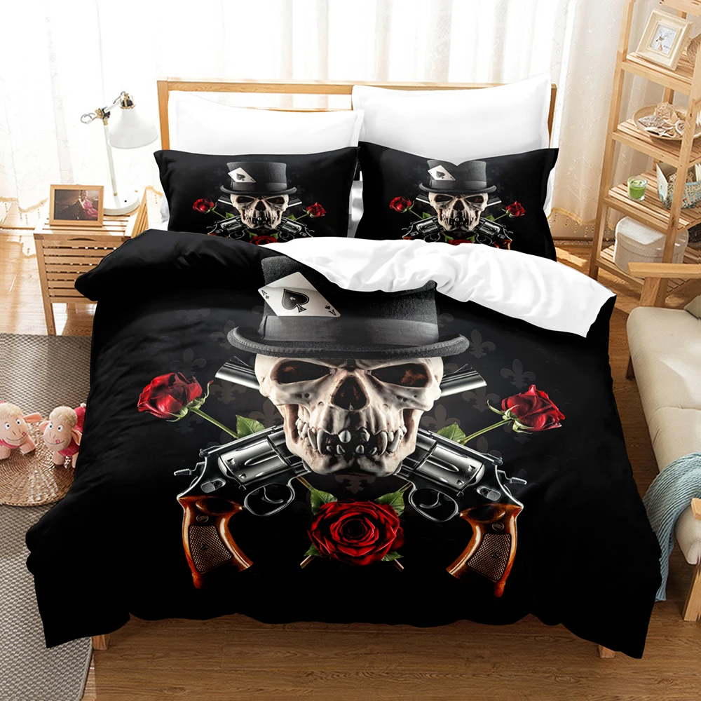 

Skull Bedding Set Bedroom Decor Playing Cards Comforter Cover Set Duvet Cover Set Home Twin Full Queen King Size 3D Bedding