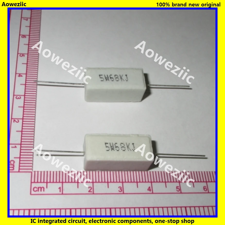 10 قطعة RX27 مقاومة أسمنت أفقي 5 واط 68 كيلو أوم 68 كيلو R 68 كيلو RJ 5W68KJ 68000R المقاومة السيراميك الدقة 5% قوة المقاومة