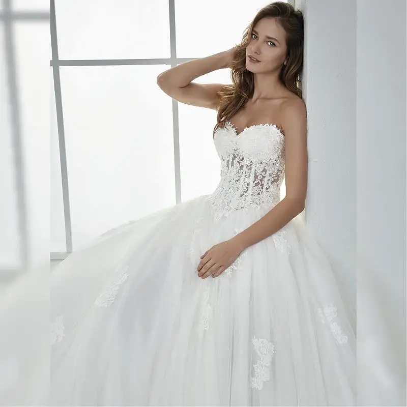 Shwaeppty querida uma linha vestidos de casamento 2021 renda appliqued plus size longo tule vestidos de noiva volta vestido de noiva corset