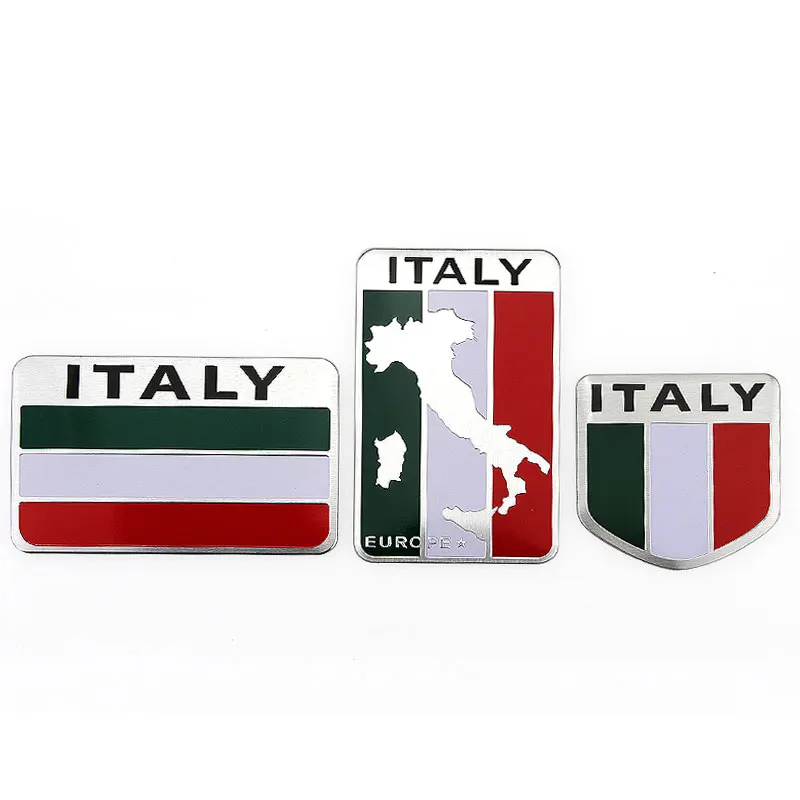 Aluminum Alloy Italy Flags Badge Sider Stickers Italy Map 1 pcs Car Stickers Automobiles Window Decals National Emblem