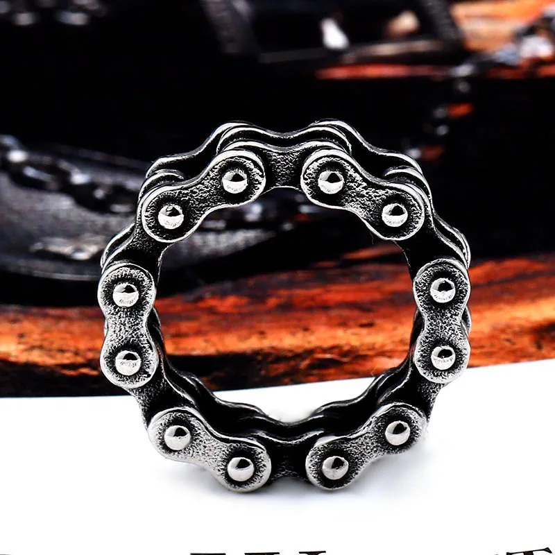 Beier new store 316L Stainless Steel ring Link Chian Rings Punk Rock Mens Boys Ring  fashion jewelry Trendy  LLBR8-511R