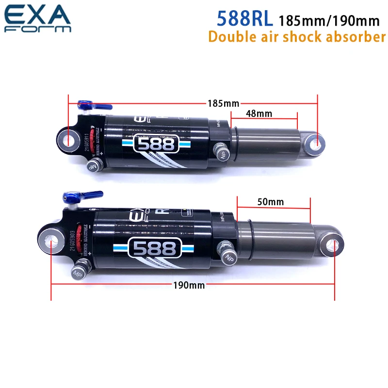 EXA 588RL shock absorber  190MM/185MM bicycle  mountain bike rear bladder 588RL rear shock absorber double air pressure