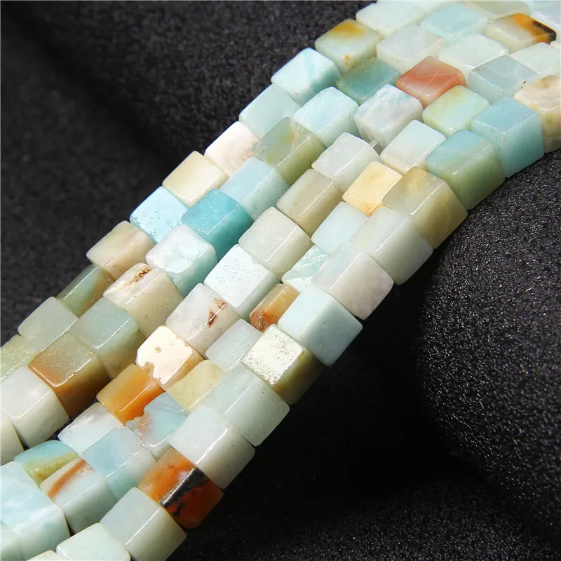 6*6mm Square Shape Natural Amazonite Stone Beads Flat Aventurine Red Agates Loose Sapcer Beads for DIY Jewelry Making Suppplies