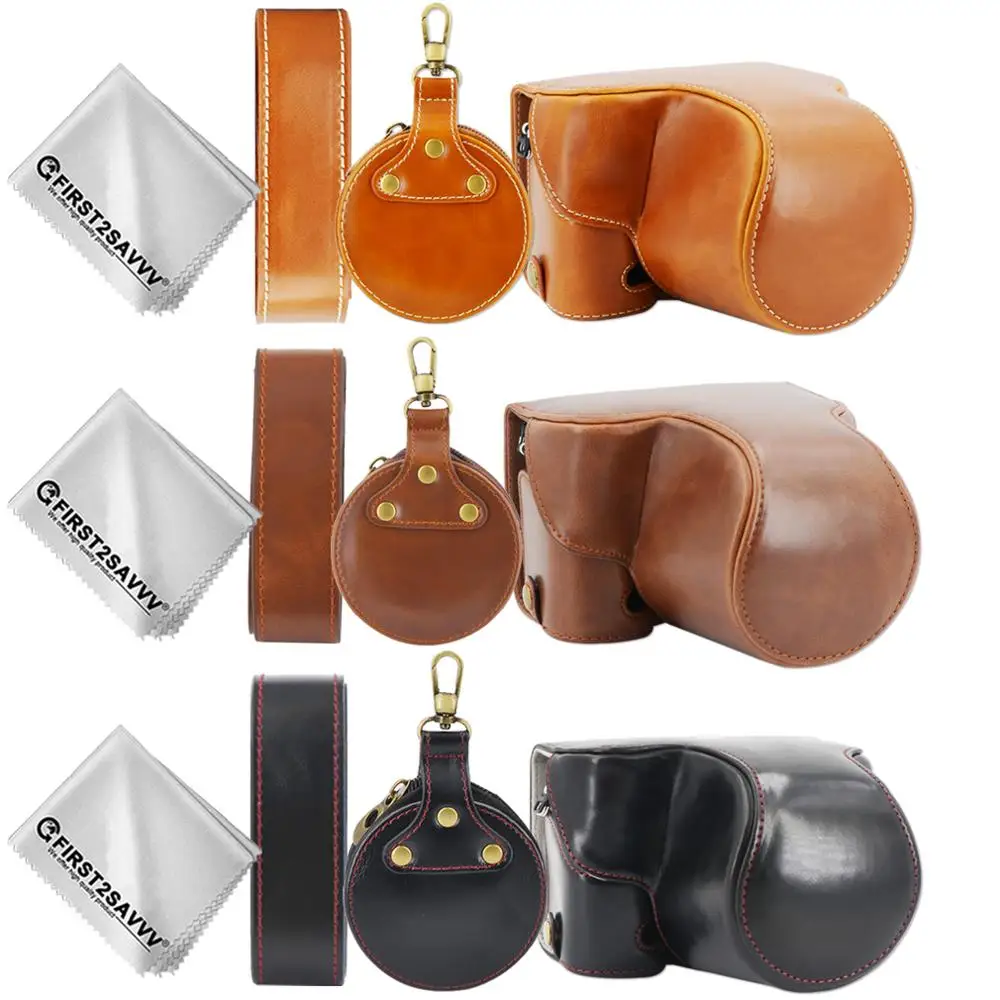 Da PU Kỹ Thuật Số Máy Ảnh Bỏ Túi Với Dây Đeo Cho Sony Alpha 7C A7C Với 28-60M FE4-5.6 / FE 50Mm F1.8 Ống Kính