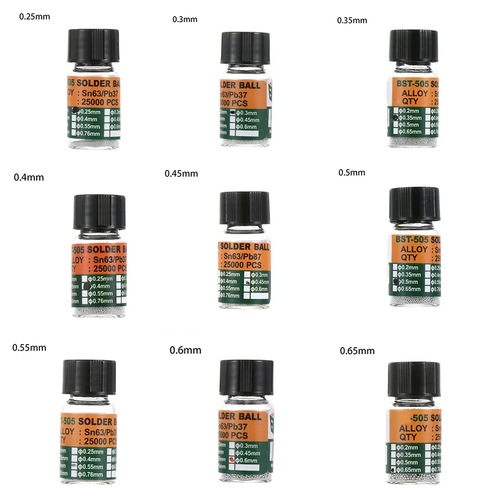 BGA Reballing Balls 0.2/0.25/0.3/0.35/0.4/0.45/0.5/0.55/0.6/0.65 mm BGA Solder Ball leaded For BGA Rework Repair Tools