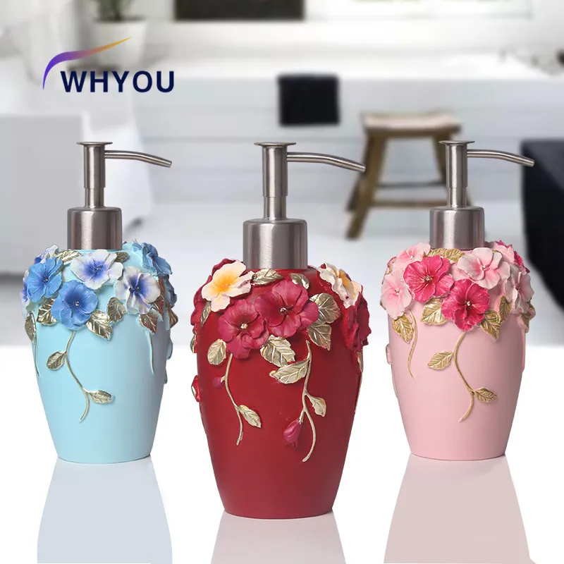 WHYOU Creative Resin Latex Liquid Soap Bottle Flowers Wash Emulsion Dispenser Bathroom Home Decoration Wedding Gift