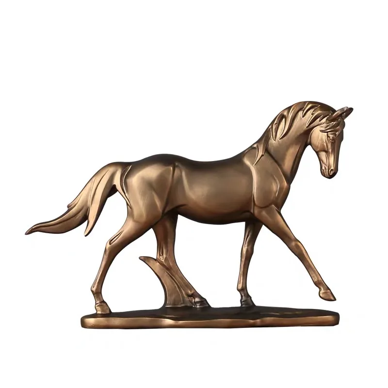 Golden resin thorough-bred horse home/office ornaments Creative new Chinese style animal horse  handcrafted artwork