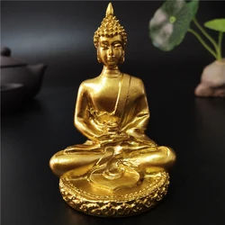 Golden Thailand Buddha Statue Meditation Buddha Sculpture Hindu Fengshui Figurine Ornaments Home Garden Decoration Statues