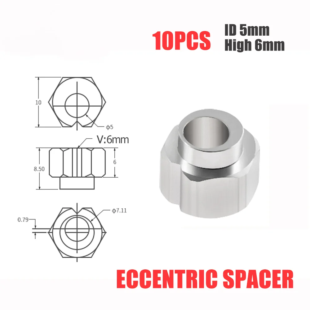 10pcs 6mm Eccentric Spacer apply V-Slot rail V-Wheels for Reprap 3D printer OX/Shapeoko CNC DIY parts print printed