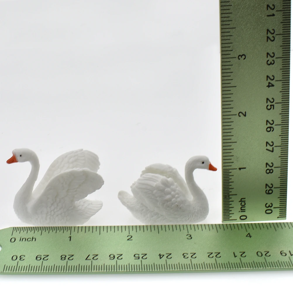 Accesorios en miniatura para casa de muñecas, conjunto de cisne para amantes, pájaro, Animal, modelo, estatuilla, adorno para el hogar, artesanía, decoración de hadas de jardín DIY