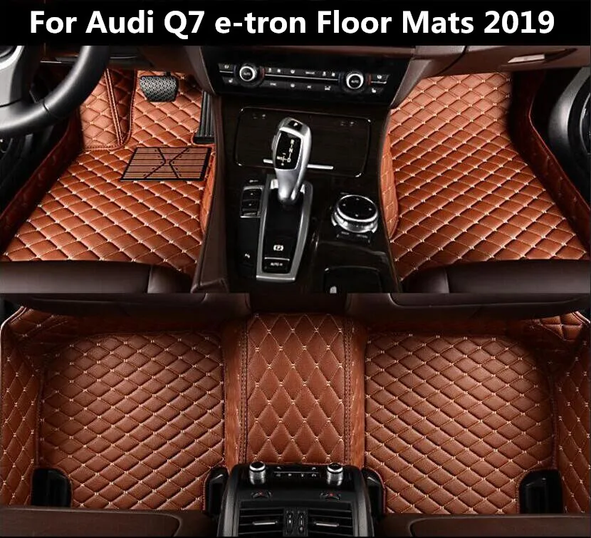 Car 3D Luxury Leather Car Floor Mats Fits For Audi Q7 e-tron 2019 EMS Free shipping