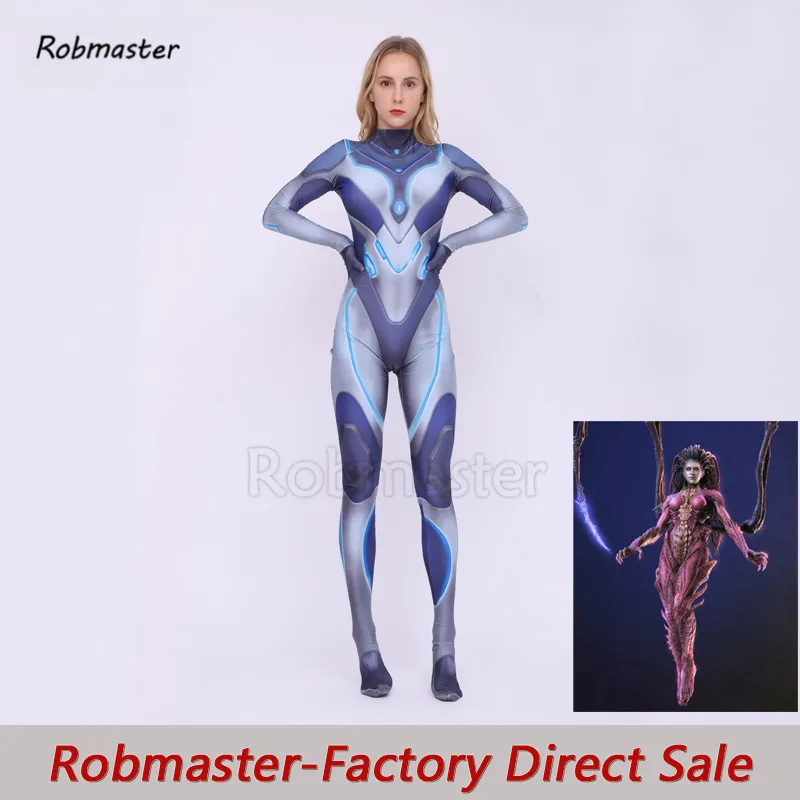 Sarah Louise Kerrigan Cosplay Costumes Spandex Zentai Suit StarCraft Kerrigan Jumpsuit Bodysuit Halloween Costume Women Kid