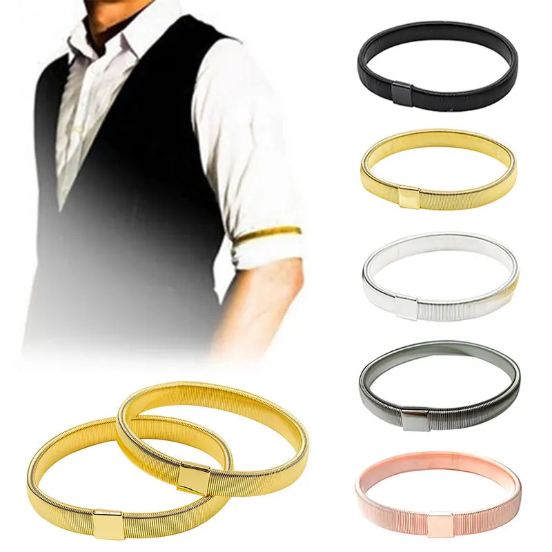 1PC Unisex Stretchy Metal Sleeve Garters Shirt Sleeve Holder Anti-Slip Mens Elastic Arm Band Stretch Armband Shirt Sleeve Holder