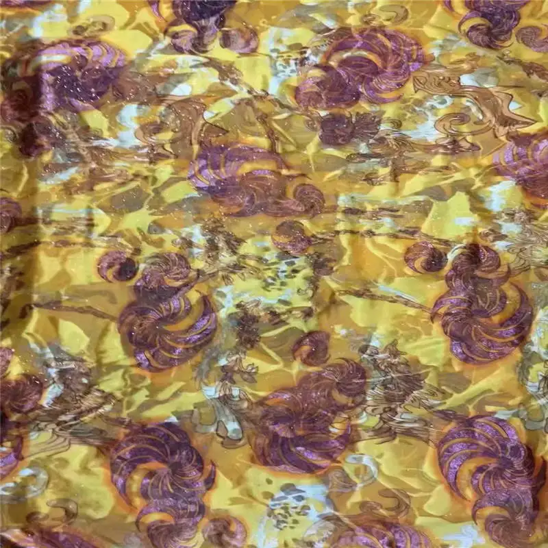 Latest Fashion Design African Soft Silk Fabric For Garment Neat Embroidery On The Material Silk Fabric 5 Yards. L11213