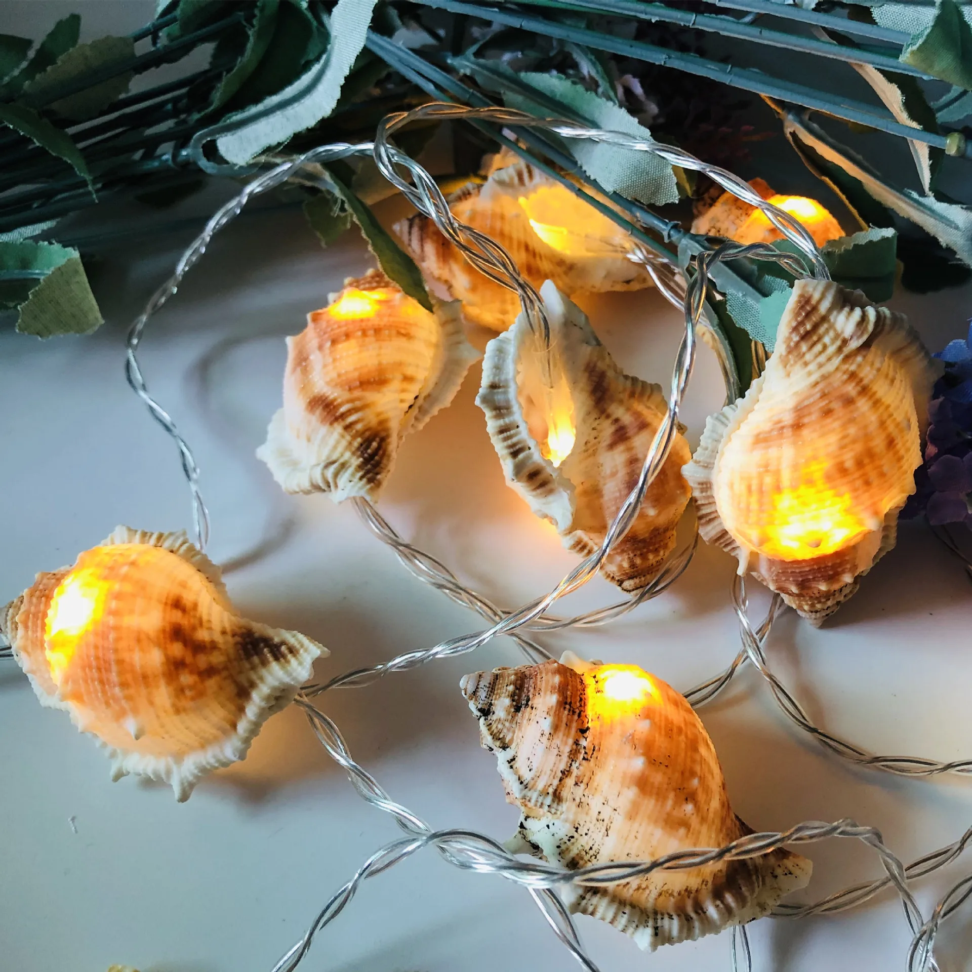 PheiLa LED Conch Shell String Light rinfrescante Ocean Lamp String a batteria per interni esterni ringhiera cortile Decor