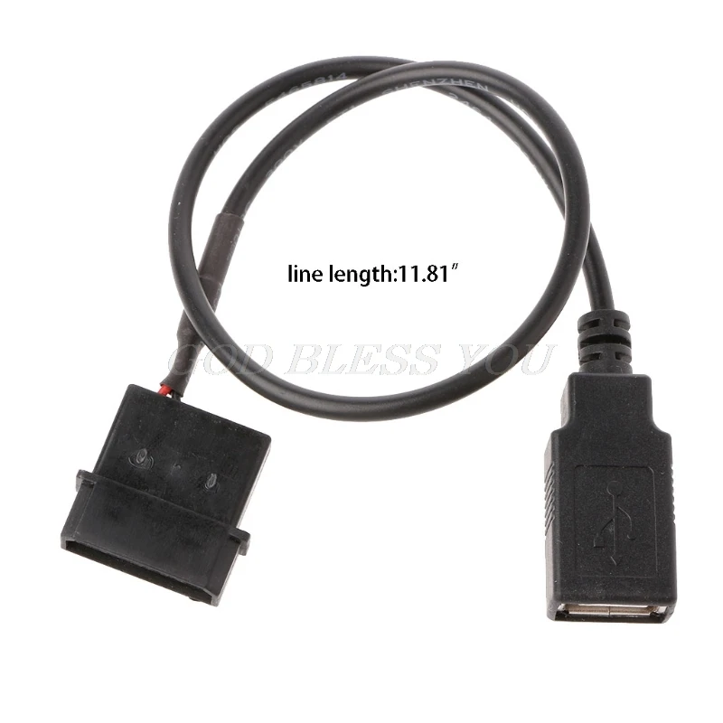 30cm PC Internal 5V 2-Pin IDE Molex To USB 2.0 Type A Female Power Adapter Cable Drop Shipping