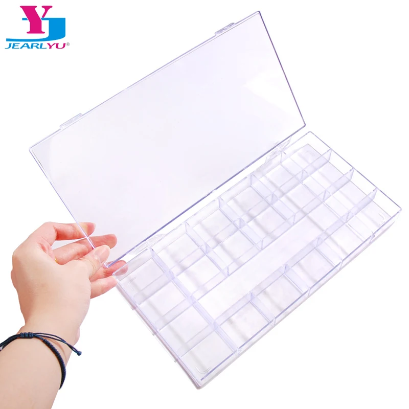 21 Grids Clear Acrylic Empty Storage Box Strass Beads Jewelry Decoration Nail Art Display Compartments Nails Accessories Case