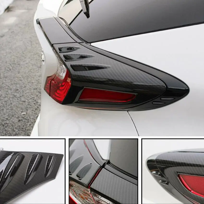 Carbon Fibe/Chromer Rear Tail Light Lamp Cover Trim For Toyota C-HR CHR 2016-2019