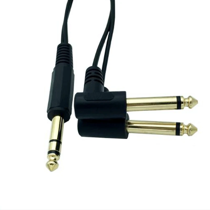 Gold-plated 6.35mm 1/4-inch stereo TRS female to 2 90 degree dual 6.35mm mono TS female Y splitter cable of best quality