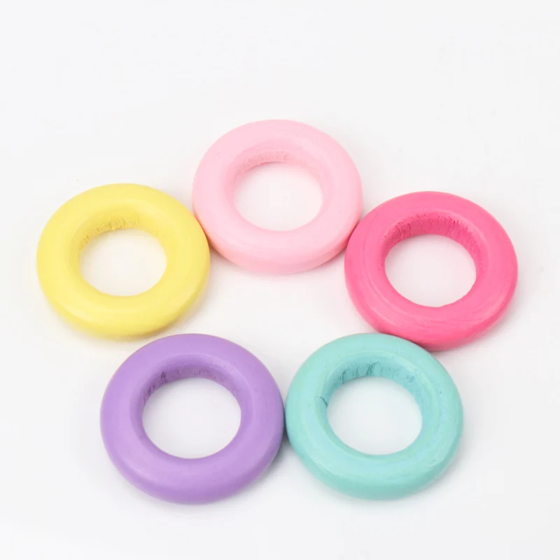 Mix Circle Round Ring Natural Wood DIY Crafts Embellishment For Wooden Ring Children Kids Teething Wooden An Pick 20pcs