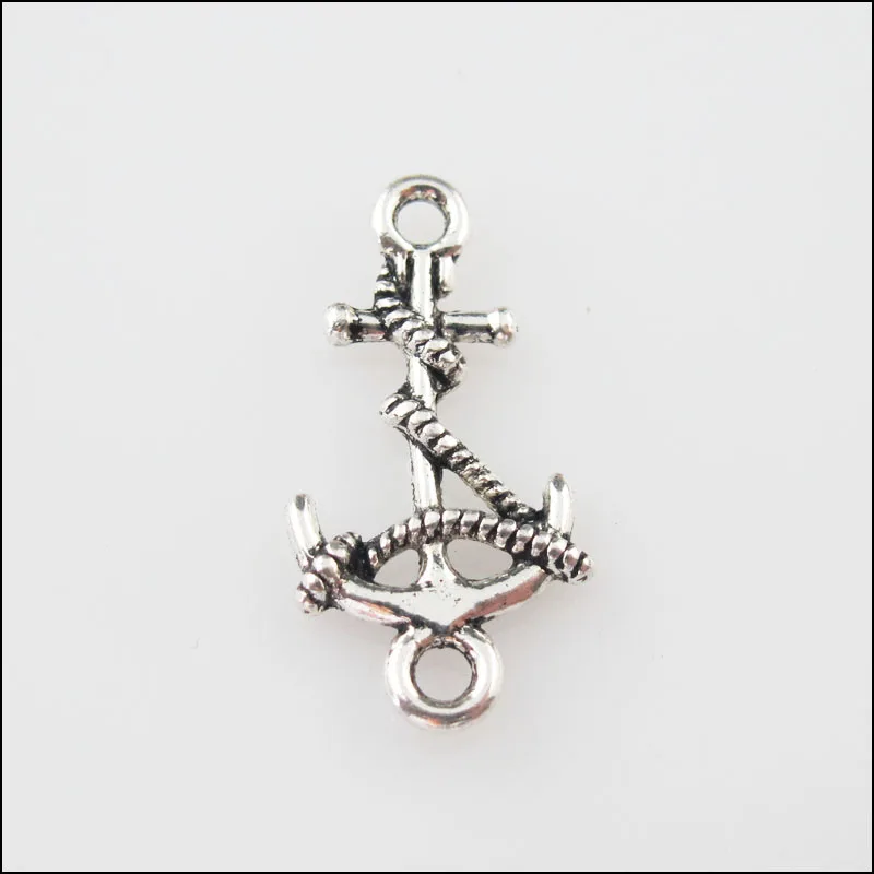 

40 New Charms Tibetan Silver Winding Anchor Pendants Connectors DIY 11x22mm