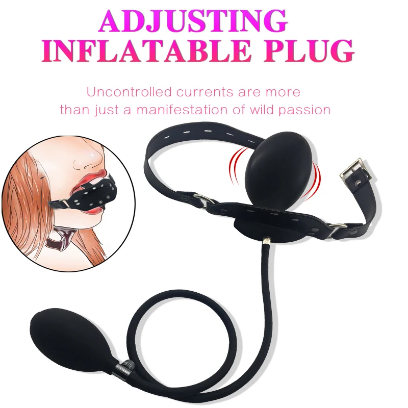 Inflatable Silicone Penis/Ball Gag Oral Dildo Open Mouth Plug Expandable Pump Big Anal Butt Plug Vibrator BDSM Flirt Sex Tools