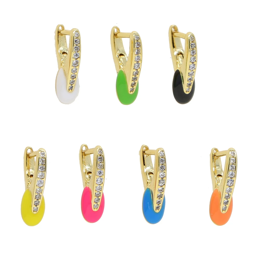 Multi Piercing Mini Small Hoop Earring Neon Enamel Candy Colorful Bead Design 2021 Trendy Women Jewelry