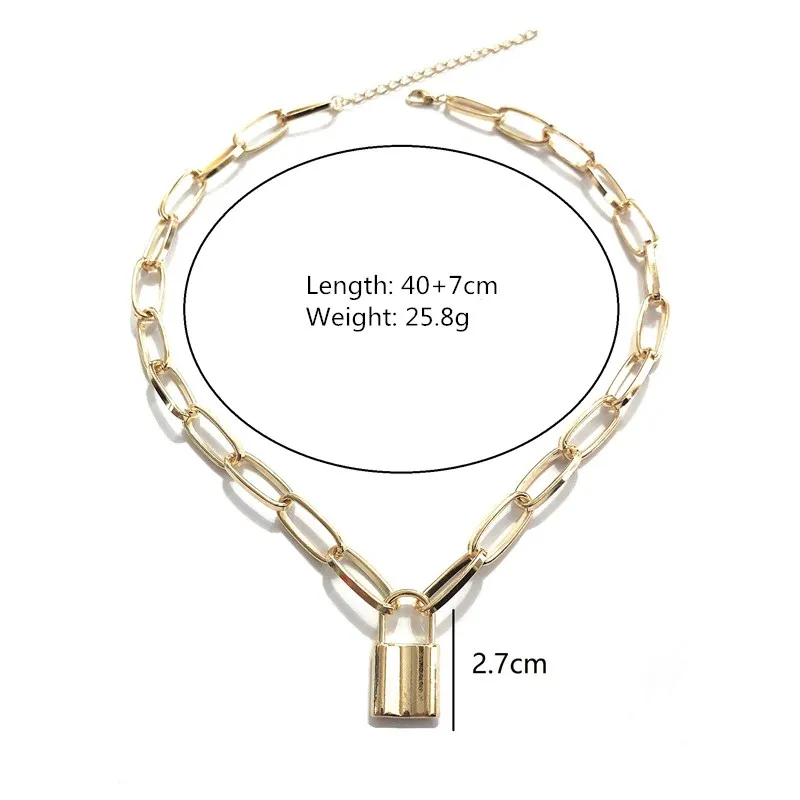 New Lock Pendants Punk Necklaces for Women Gold Color Hollow Chain Personality Female Neck Jewelry gothic Neck Decoration