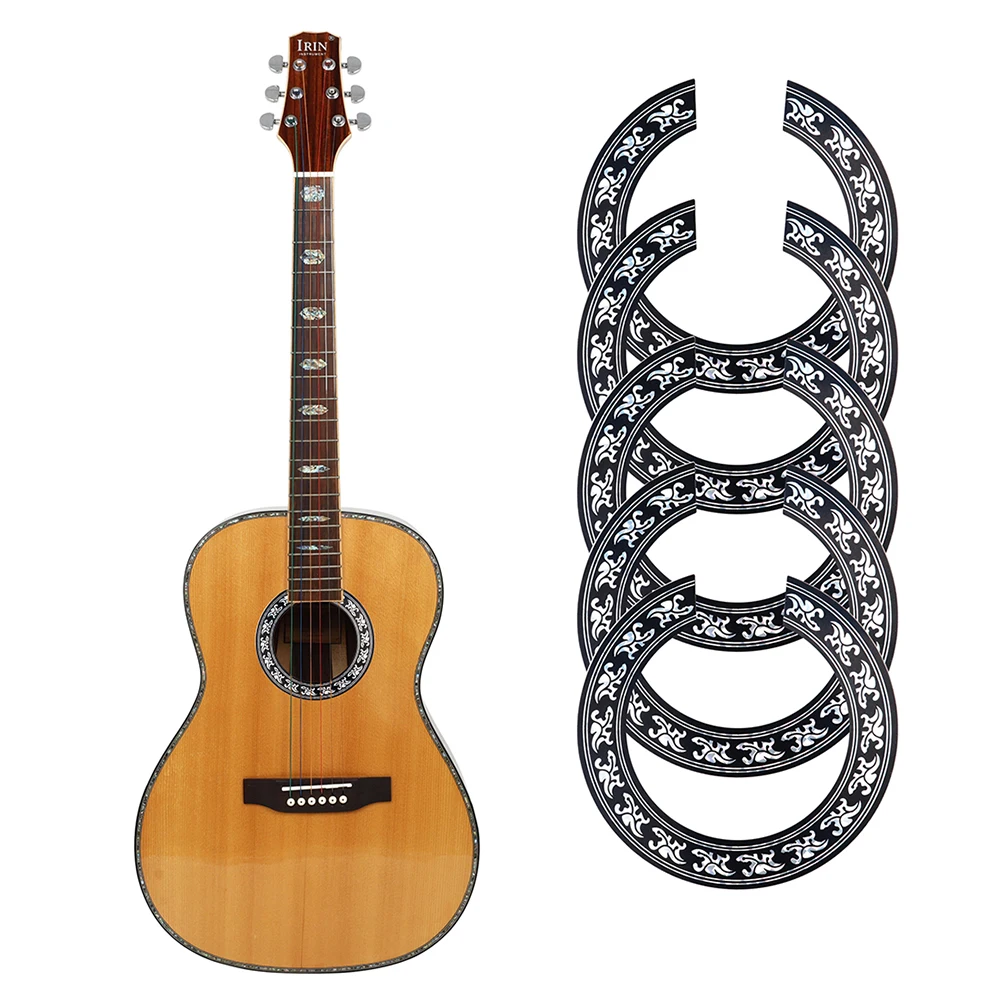 

5Pcs Guitar Sound Hole Sticker Rose Decal Sticker Black+Silver Sticker for 39 Inch Acoustic Classical Guitar Parts Accessories