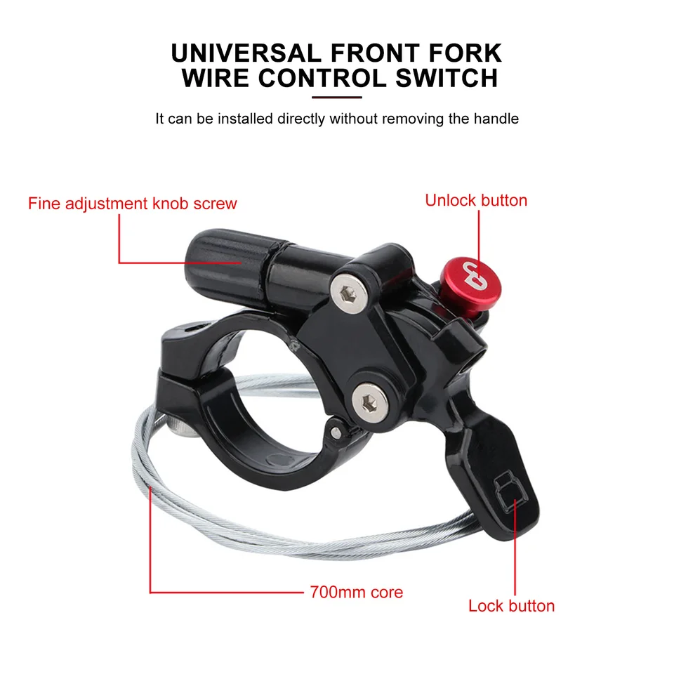ZYWUOY Fernbedienungs-Sperrhebel Aus Aluminium – Für SR Suntour AXON, EPICON, XCR, XCM – Lenkerdurchmesser 22,2 Mm – Leicht, Schwarz – Federgabel-Lockout