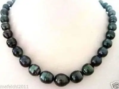 

Genuine Natural 18''11-12mm baroque Natural tahitian black pearl necklace