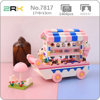 ZRK 7817 Amusement Park Ice Cream Truck Car Vehicle 3D Model DIY Mini Diamond Blocks Bricks Building Toy for Children no Box