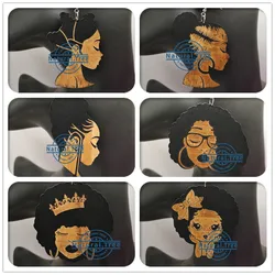 Newest African American Girl Wooden Earrings